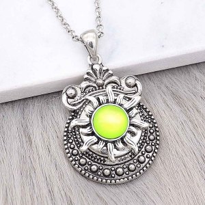 20MM design snap sliver Plated with Green Rhinestone KC6595 snaps jewelry