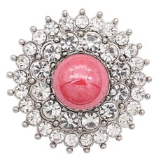 20MM snap sliver Plated with  rhinestones and pink pearl KC6600 snaps jewelry