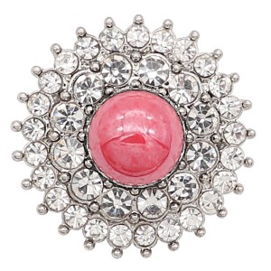 20MM snap sliver Plated with  rhinestones and pink pearl KC6600 snaps jewelry