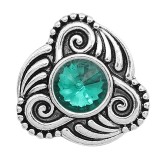 20MM design snap sliver Plated with green rhinestones KC6591 snaps jewelry