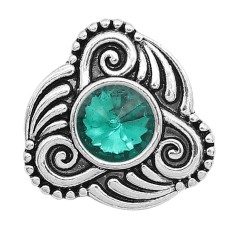 20MM design snap sliver Plated with green rhinestones KC6591 snaps jewelry