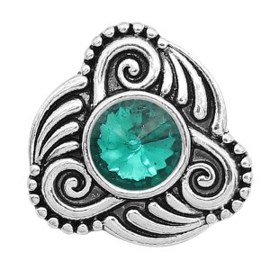 20MM design snap sliver Plated with green rhinestones KC6591 snaps jewelry