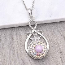 20MM snap sliver Plated with  rhinestones and purple pearl KC6601 snaps jewelry