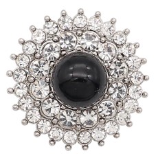 20MM snap sliver Plated with  rhinestones and black pearl KC6598 snaps jewelry