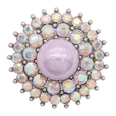 20MM snap sliver Plated with  rhinestones and purple pearl KC6601 snaps jewelry