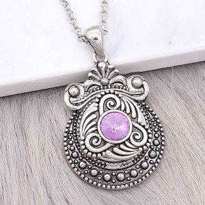 20MM design snap sliver Plated with purple rhinestones KC6590 snaps jewelry
