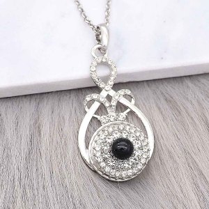 20MM snap sliver Plated with  rhinestones and black pearl KC6598 snaps jewelry