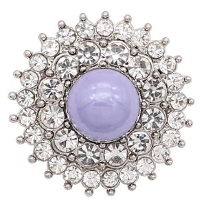 20MM snap sliver Plated with rhinestones and purple pearl KC6599 snaps jewelry