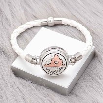 White Leather Snap bracelets KC0536  fit 20mm snaps chunks 1 button