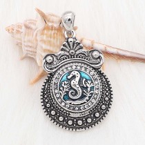 20MM  Seahorses and enamel snap sliver Plated KC6620 snaps jewelry