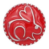 20MM Little rabbit snap sliver Plated with red enamel KC6615snaps jewelry