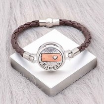 Brown Leather Snap bracelets KC0535  fit 20mm snaps chunks 1 button