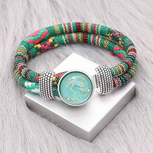 Multicolour cloth Snap bracelets KC0549 fit 20mm snaps chunks 1 button