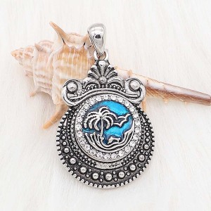 20MM  snap sliver Plated with blue enamel KC6619 snaps jewelry