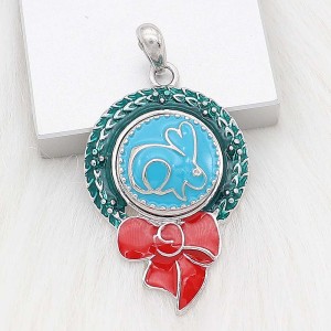 20MM Little rabbit snap sliver Plated with blue enamel KC6614 