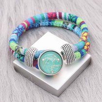 Multicolour cloth Snap bracelets KC0550 fit 20mm snaps chunks 1 button
