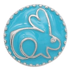 20MM Little rabbit snap sliver Plated with blue enamel KC6614 