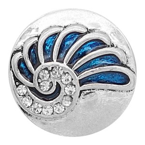 20MM Conch with blue enamel snap sliver Plated KC6621 snaps jewelry