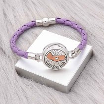 Purple Leather Snap bracelets KC0539  fit 20mm snaps chunks 1 button