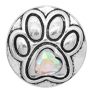 20MM paw snap sliver Plated with colorful rhinestones KC6612 snaps jewelry