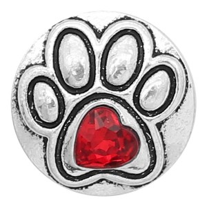 20MM paw snap sliver Plated with red rhinestones KC6609 snaps jewelry
