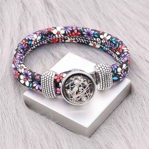 Multicolour purple leather Snap bracelets KC0554 fit 20mm snaps chunks 1 button