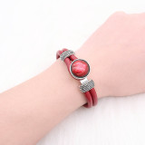 Red Leather Snap bracelets KC0544 fit 20mm snaps chunks 1 button