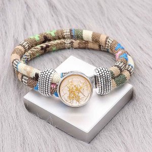 Multicolour cloth Snap bracelets KC0553 fit 20mm snaps chunks 1 button