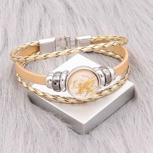 Gold  Leather Snap bracelets KC0532  fit 20mm snaps chunks 1 button