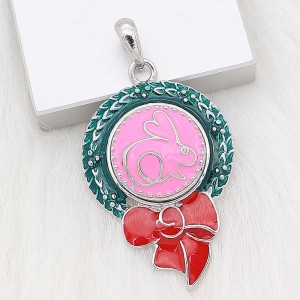 20MM Little rabbit snap sliver Plated with pink enamel KC6616snaps jewelry