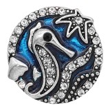 20MM  Seahorses  and  blue  enamel snap sliver Plated KC6622 snaps jewelry