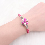 Rose  Leather Snap bracelets KC0533  fit 20mm snaps chunks 1 button