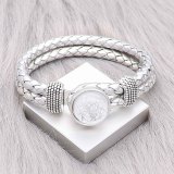 Silver  Leather Snap bracelets KC0546  fit 20mm snaps chunks 1 button