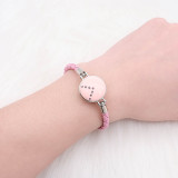 Pink Leather Snap bracelets KC0538  fit 20mm snaps chunks 1 button