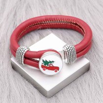 Red Leather Snap bracelets KC0544 fit 20mm snaps chunks 1 button