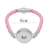Pink Leather Snap bracelets KC0538  fit 20mm snaps chunks 1 button