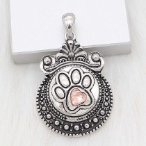 20MM paw snap sliver Plated with orange rhinestones KC6611 snaps jewelry
