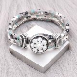 Multicolour gray leather Snap bracelets KC0556 fit 20mm snaps chunks 1 button