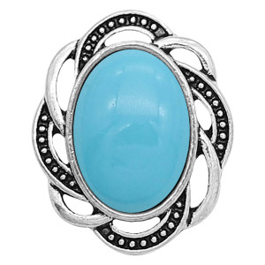 20MM design snap sliver Plated with blue resin KC6632 cyan