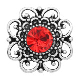 20MM flower snap sliver Plated with red rhinestones  KC6641 snaps jewelry