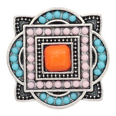 20MM design snap sliver Plated with Multicolor  beads KC6646 snaps jewelry