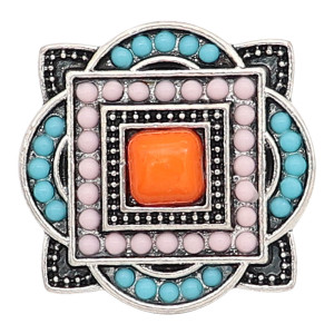 20MM design snap sliver Plated with Multicolor  beads KC6646 snaps jewelry