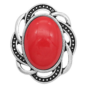 20MM design snap sliver Plated with red resin KC6630 snaps jewelry
