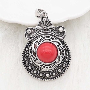 20MM design snap sliver Plated with Red resin KC6637 snaps jewelry