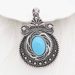 20MM design snap sliver Plated with blue resin KC6632 cyan