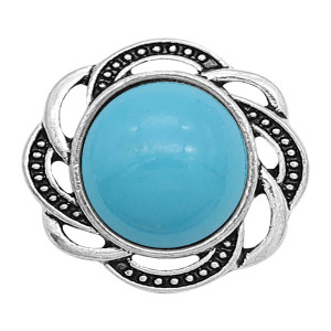 20MM design snap sliver Plated with blue resin KC6634 snaps jewelry