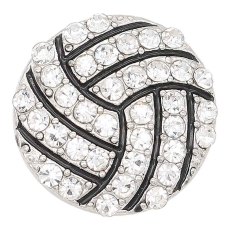 20MM Volleyball snap sliver Plated with white rhinestones KC6655 snaps jewelry