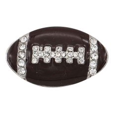 20MM Football with brown enamel  snap sliver Plated with rhinestones KC6666 snaps jewelry