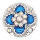 20MM  snap sliver Plated with blue rhinestones  KC6679 snaps jewelry
