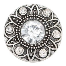 20MM snap sliver Plated with white rhinestones  KC6683 snaps jewelry